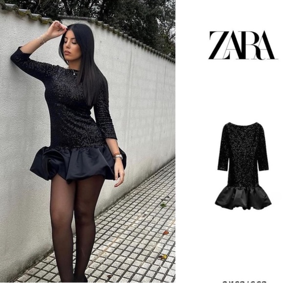 ZARA ZW COLLECTION FLYAWAY SKIRT SEQUIN DRESS - Picture 7 of 12